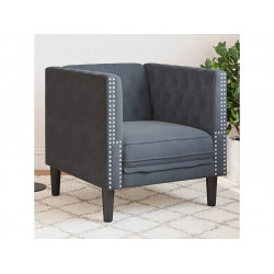 Sillón Chesterfield de terciopelo gris oscuro