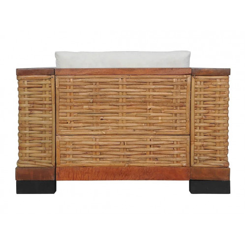 Sillón con cojines de ratán natural marrón
