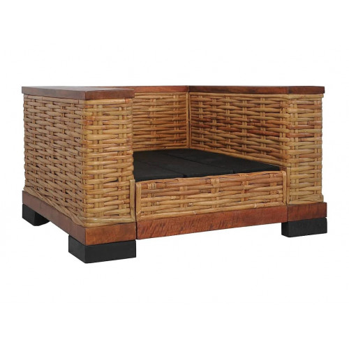 Sillón con cojines de ratán natural marrón