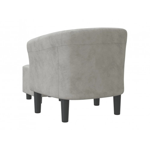 Sillón con taburete terciopelo gris claro