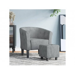 Sillón con taburete terciopelo gris oscuro