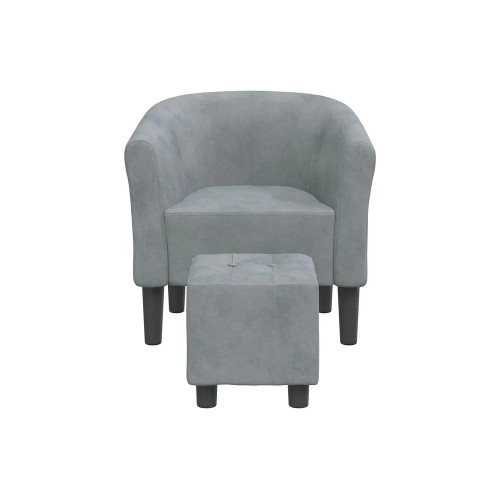 Sillón con taburete terciopelo gris oscuro