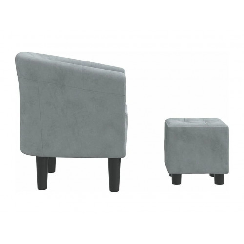 Sillón con taburete terciopelo gris oscuro