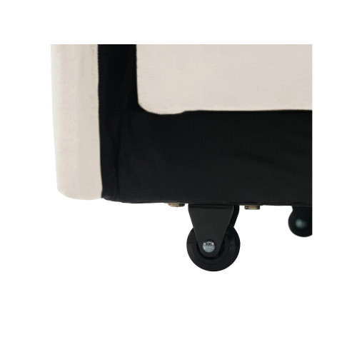 Sillón convertible, en terciopelo, con soporte de copa y soporte telefónico, 75/167x83x76cm, beige