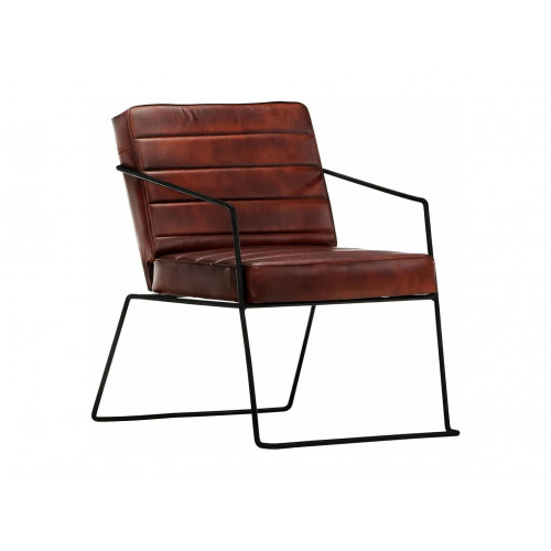 Sillón de cuero auténtico marrón oscuro