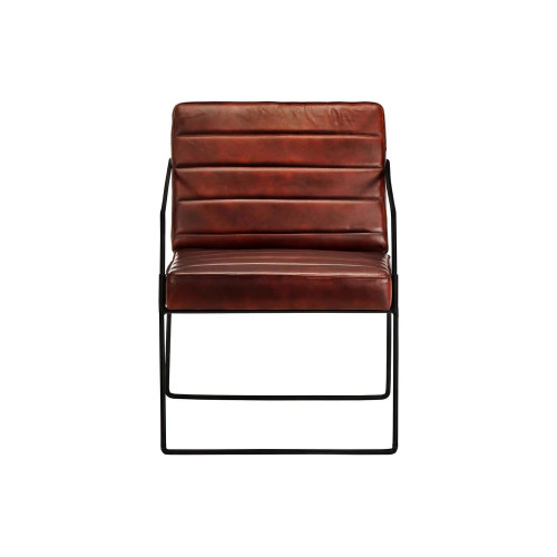 Sillón de cuero auténtico marrón oscuro