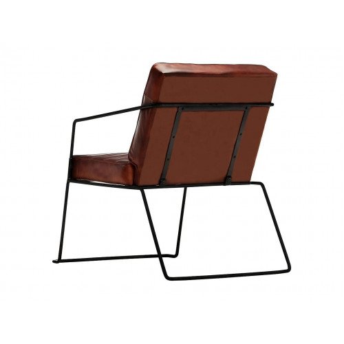 Sillón de cuero auténtico marrón oscuro
