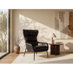 Sillón de cuero de búfalo negro DINNIA