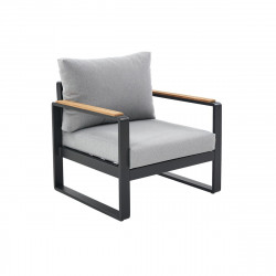 Sillón de jardín con cojín de jardín de aluminio Persea gris