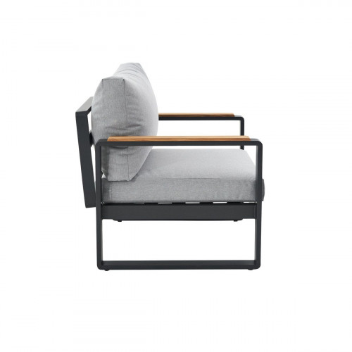 Sillón de jardín con cojín de jardín de aluminio Persea gris