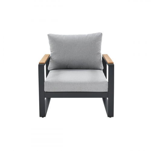 Sillón de jardín con cojín de jardín de aluminio Persea gris