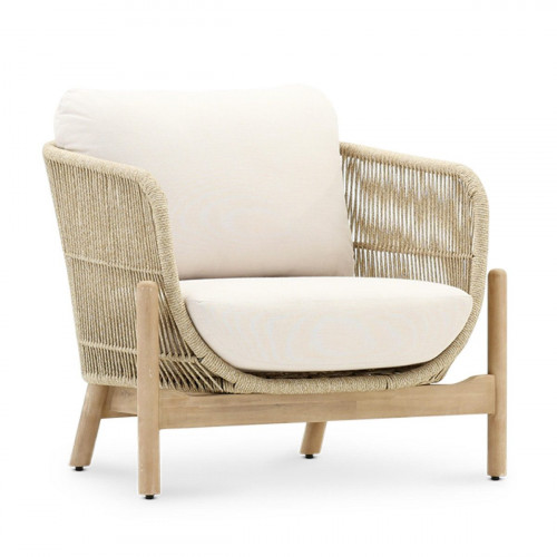 Sillón de jardín de madera de acacia y cuerda Provenza beige