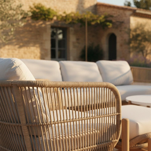 Sillón de jardín de madera de acacia y cuerda Provenza beige
