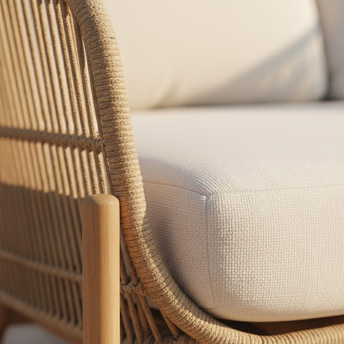 Sillón de jardín de madera de acacia y cuerda Provenza beige