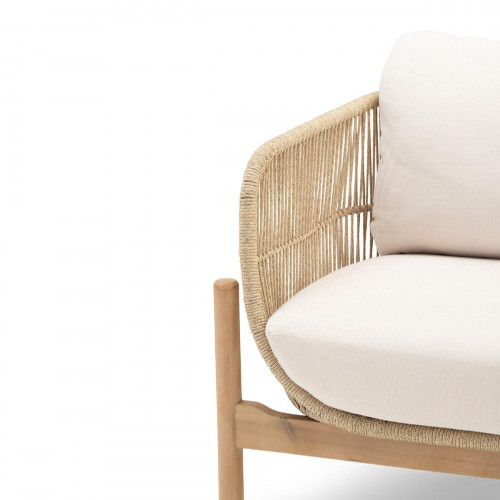 Sillón de jardín de madera de acacia y cuerda Provenza beige