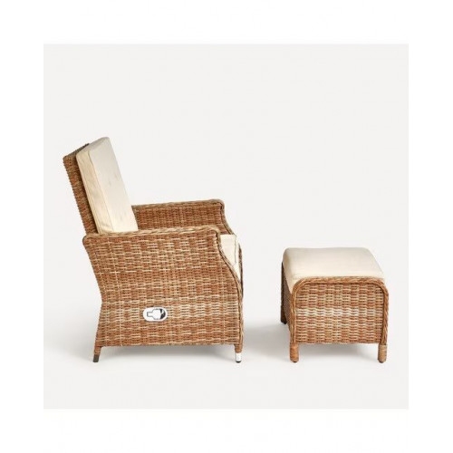Sillón de jardín reclinable con reposapies Le Mans EuroVolter Champagne