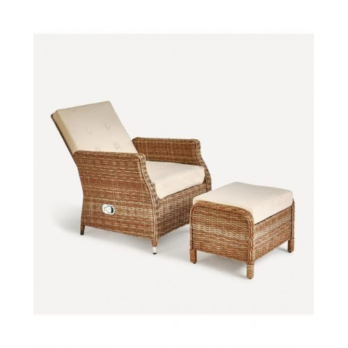 Sillón de jardín reclinable con reposapies Le Mans EuroVolter Champagne