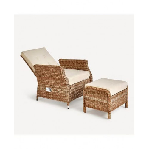 Sillón de jardín reclinable con reposapies Le Mans EuroVolter Champagne