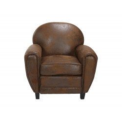 Sillón de microfibra marrón antiguo - Club