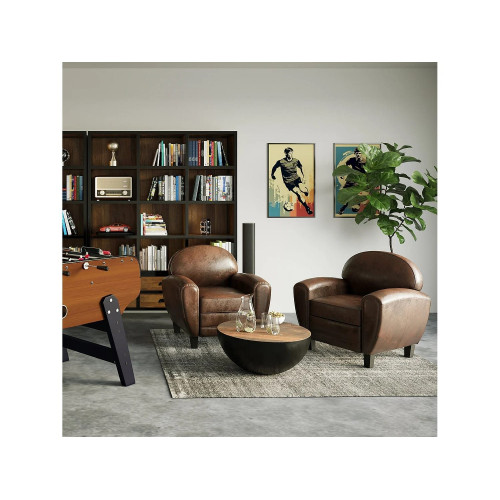 Sillón de microfibra marrón antiguo - Club