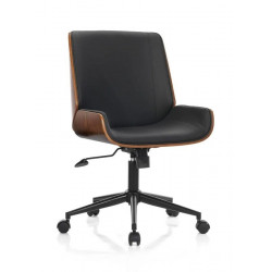 Sillón de oficina de madera acolchado con cuero