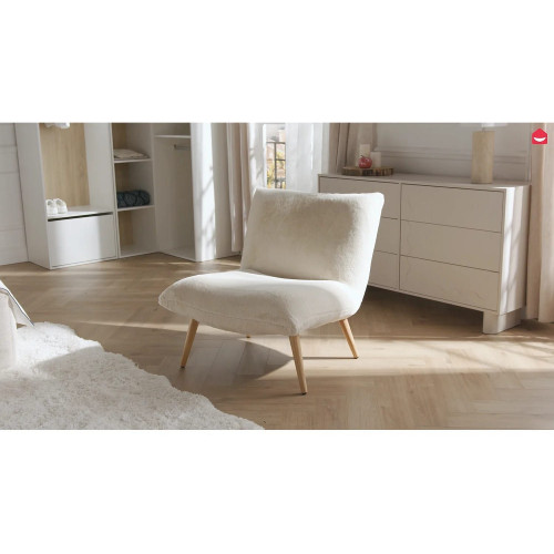 Sillón de piel sintética beige PEPITA