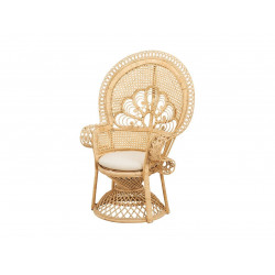 Sillón de ratán natural con cojín blanco - Eloa