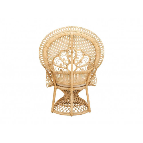Sillón de ratán natural con cojín blanco - Eloa