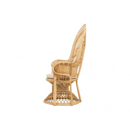 Sillón de ratán natural con cojín blanco - Eloa