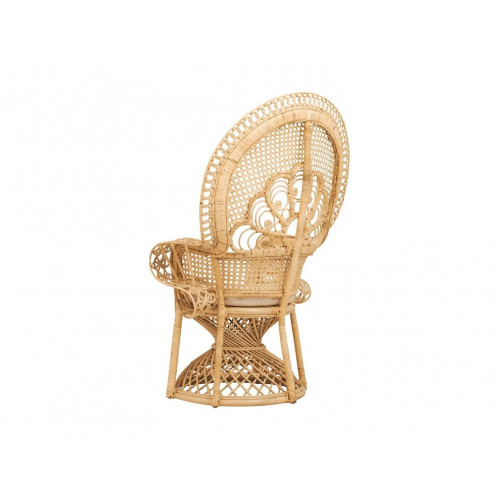 Sillón de ratán natural con cojín blanco - Eloa