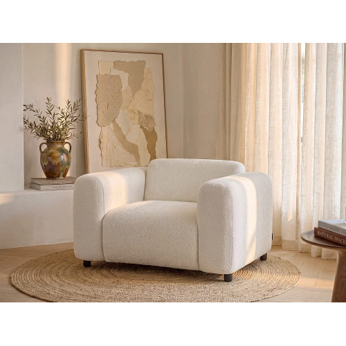 Sillón de tela rizada blanco POGNI de Maison Céphy