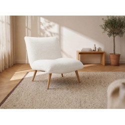 Sillón de tela sherpa con efecto piel de borreguito PEPITA - Blanco