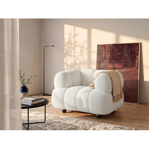 Sillón en tela bouclé blanco roto - COLIANI