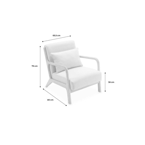 Sillón escandinavo de madera y tela de borreguito texturizado beige