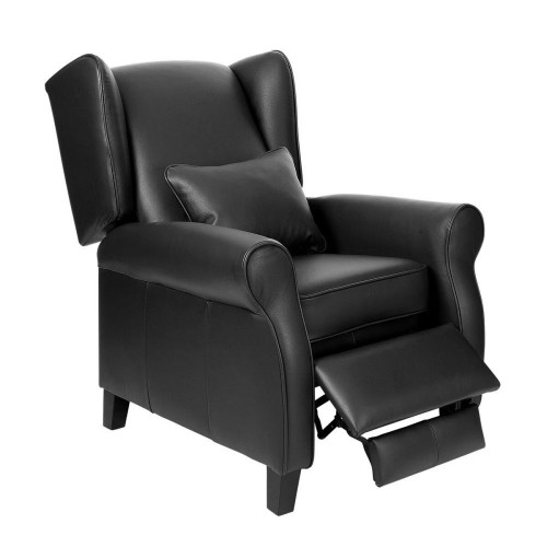 Sillón orejero de piel con relax manual Pavia EuroVolter Marrón