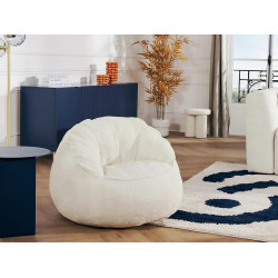 Sillón puf en tela bouclé blanco FONADO