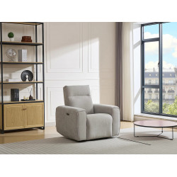 Sillón reclinable eléctrico de tela gris LORGITA