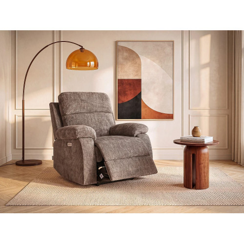 Sillón relax eléctrico con masaje en chenilla topo - KOCENI