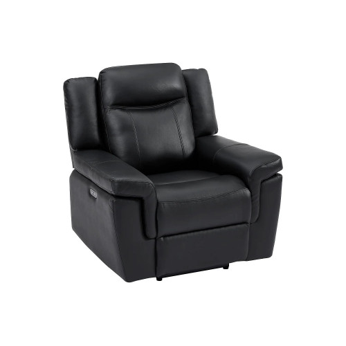 Sillón relax eléctrico de piel KENNETH - Negro