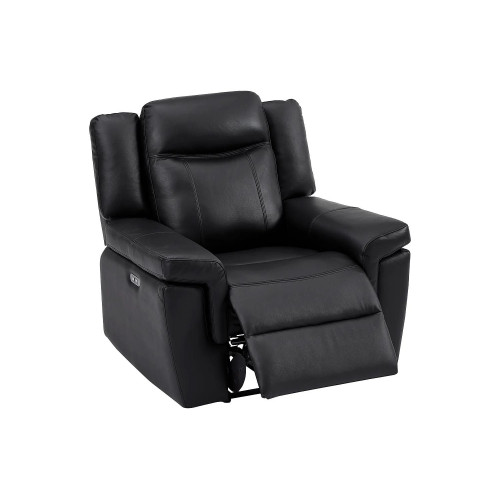 Sillón relax eléctrico de piel KENNETH - Negro
