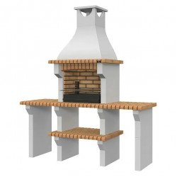 Silves Barbacoa de obra con mesas laterales (An x Pr x Al, 197 x 58 x 229 cm, Superficie Parrilla, 60 x 38 cm, Hormigón)