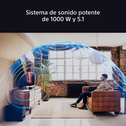 Sistema Cine en casa Sony BRAVIA Theatre SYSTEM 6, 1000W con barra de sonido 5.1, 2 altavoces traseros y un potente subwoofer, Dolby Atmos y DTS:X Negro