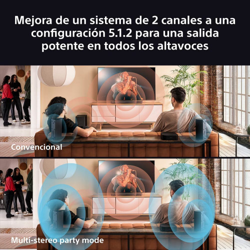 Sistema Cine en casa Sony BRAVIA Theatre SYSTEM 6, 1000W con barra de sonido 5.1, 2 altavoces traseros y un potente subwoofer, Dolby Atmos y DTS:X Negro