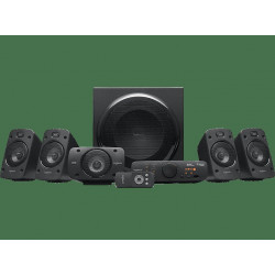 Sistema de altavoces - Logitech Speakers Z906, Potencia total 5x 67 W + 165 W, Alámbrica, Certificación THX, 6 conexiones, Mando a distancia, Negro