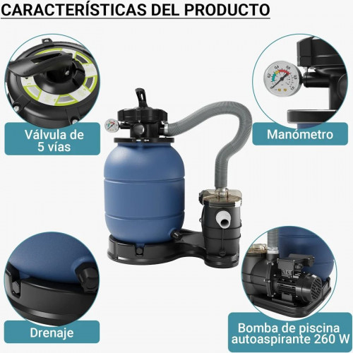 Sistema de filtrado filtro de arena y bomba de piscina depuradora filtración agua filtrado limpieza