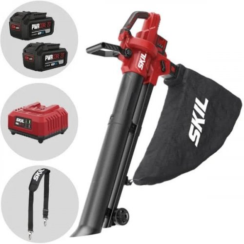 Skil GB1E0350BA Soplador de hojas y pistón 2x20V sin escobillas incl. 2x batería de 4,0Ah y 2x cargador