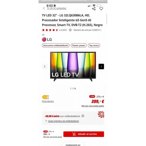 Smart TV HD LG 32LQ630B6LA