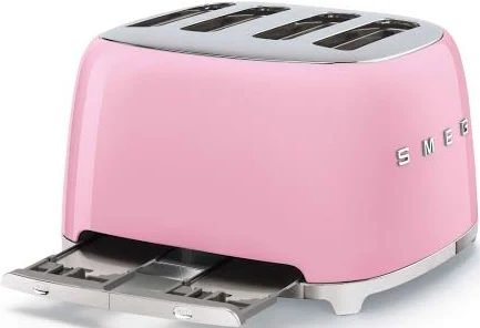 Smeg 50s Style Retro Aesthetic 4 Slice Toaster 6 Presets Extra Wide Slots White TSF03WHUS
