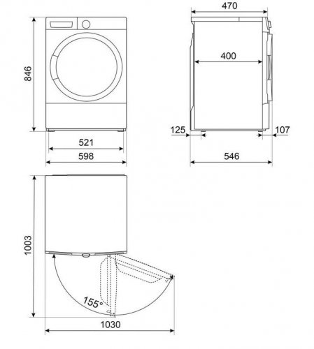 Smeg drc08ee Secadora bomba de calor Slim 60 cm 46 cm de fondo
