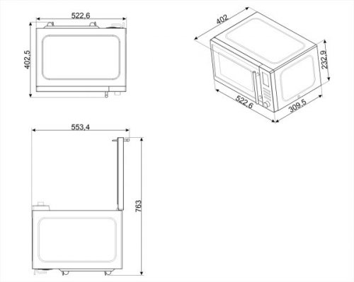 Smeg moe31x Microondas de Libre Instalación con Grill 31L Acero Inoxidable